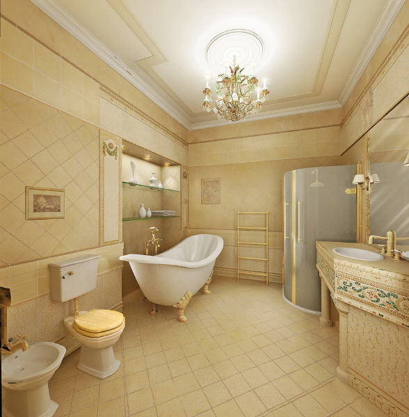 дизайн ванной комнаты классика