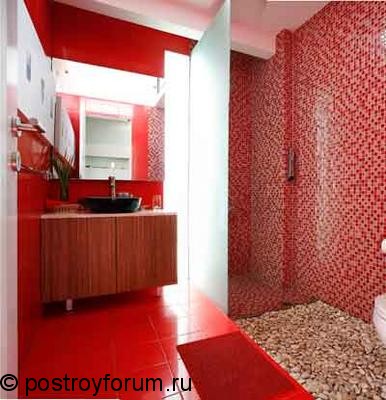 красные ванные комнаты фото